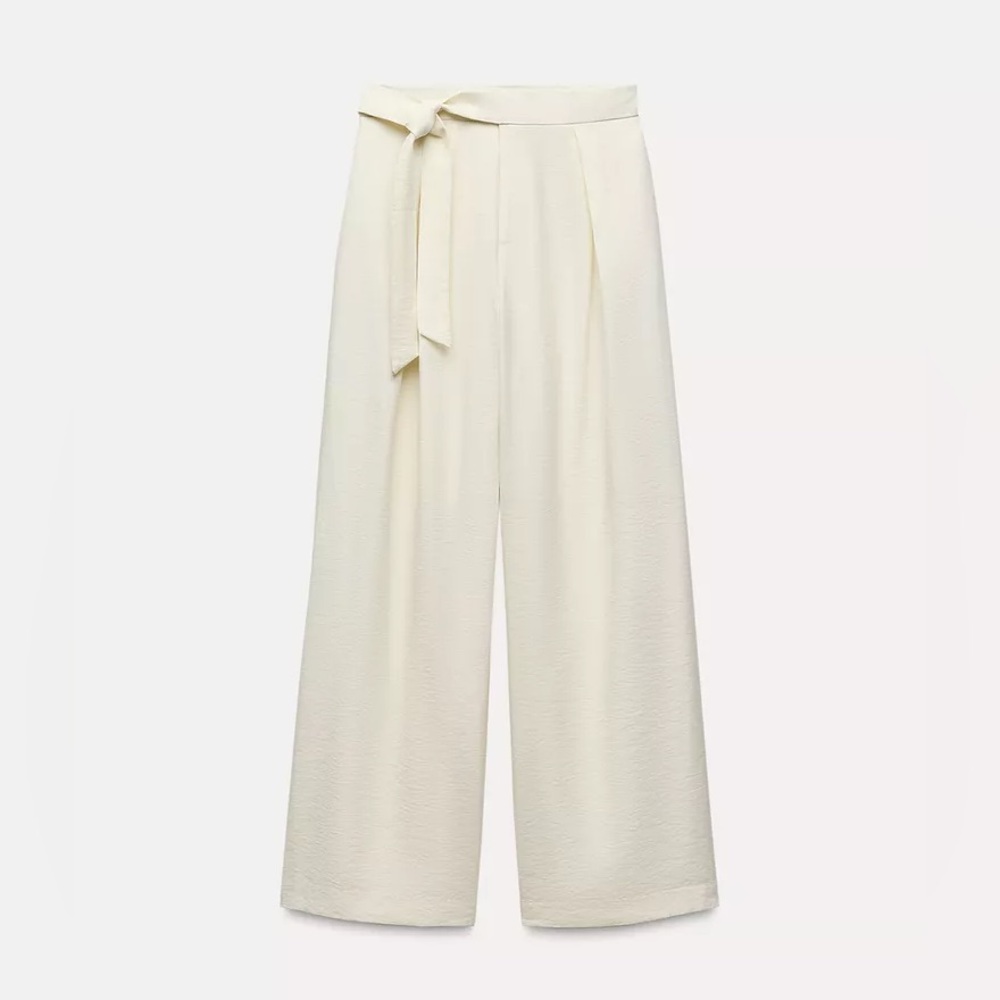 ZARA NWT Tied Pleated Pants Summer Travel Vacation Comfy Beach Cruise Boat